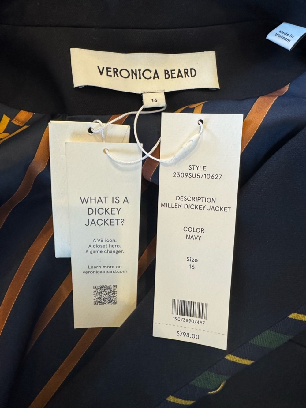 Veronica Beard womens navy Miller Dickey jacket size 16. - Picture 6 of 10